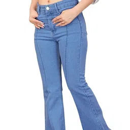 zandzently Women Boot-Leg High Rise Light Blue Jeans-picture-11