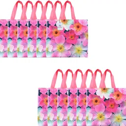 heart home PVC Sunflower Bags for Lunch-Grocery-Shopping|Pack of 12|Multicolor Pack of 12 Grocery Bags-picture-18