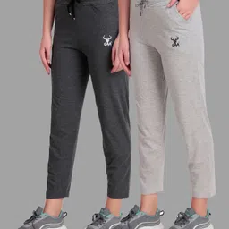 gaa Pack of 2 Women Solid Grey, Grey Track Pants-picture-43