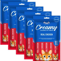 Drools Creamy Lickable Treat Real Chicken Cat Treat (75 g, Pack of 5) Chicken 0.375 kg (5x0.07 kg) Wet Young, Adult, Senior Cat Food image 1