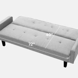 febonic Nebia Fabric 3 Seater Convertible Sofa Cum Bed In Lit Grey Colour image 3