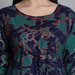 KALINI Floral Printed Thread Work A-Line Kurta with Dhoti Pants image 5