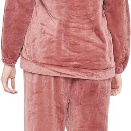 winkelstreet Women Night Suit Set Red Solid image 2