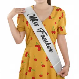 decor propz Miss Fresher & Mr. Fresher Silver Glitter Sash 2 Pcs Combo for Freshers Party image 2