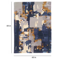 Buy Blue Wool and Viscose Abstract 5 x 7 Feet Hand Tufted Carpet by Joyrugs by littlelooms image 3