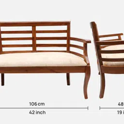 dzyn furnitures Toledo Teak Wood 2 Seater Sofa In Teak Colour image 2