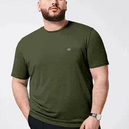 triptee Men Solid Round Neck Pure Cotton Dark Green T-Shirt-picture-21