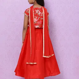 Biba Girls Red & Pink Printed Ready to Wear Lehenga & Blouse With Dupatta image 3