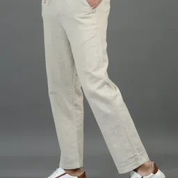 houseofcommon Men Relaxed Cream Pure Linen Trousers image 3