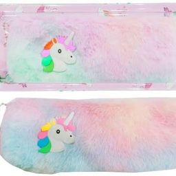 toyvision unicorn fur cotton pouch for kids pencil pouch pencil case Cotton Fur Pouch Multipurpose Unicorn Pencil Case Pencil Pouch for Girls Art EVA Pencil Box-picture-13