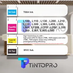 TintoPro T664 Refill Ink Compatible for Epson L130, L360, L380, L405 Printers Black Ink Bottle image 3