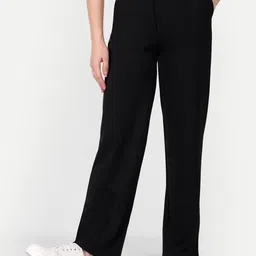 broadstar Women Straight Fit Black Lycra Blend Trousers-picture-15