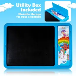 avis 2 in 1 Unicorn Writing Slate with Pencil box for kids Blue image 3