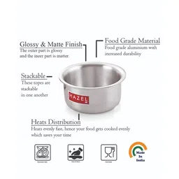 hazel Kurt 1.4 Ltrs Induction Friendly Silver Aluminium Cooking Pot with Lid image 3