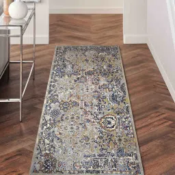 obsessions Blue Abstract Polyester 59x24 Inches Machine Made Floor Runner image 1
