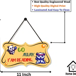 halre Go Away I'm Reading Wooden Wall Hanging Ideal for Kids Room,Home Decor,Gift Item image 5