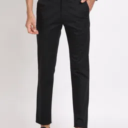 turtle Men Skinny Fit Black Cotton Blend Trousers-picture-16