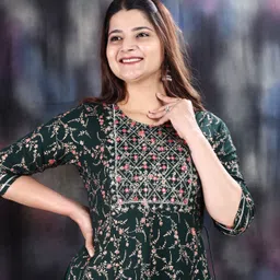 houseofcommon Women Embroidered, Printed Viscose Rayon Anarkali Kurta image 4