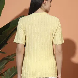 somvati Pack of 2 Women Self Design Round Neck Polyester Yellow T-Shirt image 4