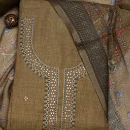 meena bazaar Unstitched Art Silk Salwar Suit Material Embroidered image 2