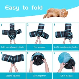 foodie puppies Interactive Light Weight Foldable Hiding 5-Way Straight Tunnel with Hanging Ball Polyester Chew Toy, Ball For Cat image 5