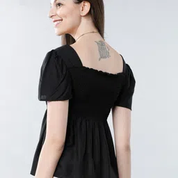 tokyo talkies Casual Regular Sleeves Solid Women Black Top image 2