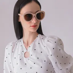 HAUTE SAUCE by Campus Sutra Women Brown Lens & Pink Round Sunglasses with Polarised and UV Protected Lens image 2