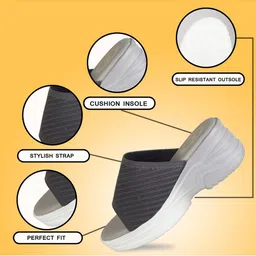 madam glorious Women Grey Platform Mules with Laser Cuts image 3