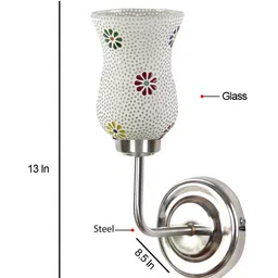 Devansh White & Yellow Textured Mosaic Glass Mounted Wall Lamp Steel Base image 2