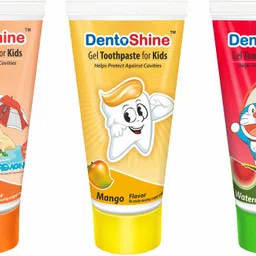 dentoshine Gel Toothpaste for Kids - Pack of 3 Flavors (Orange, Mango, Watermelon, 80 g each) Toothpaste-picture-15
