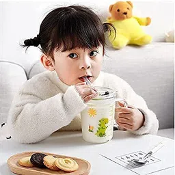 devchhaya enterprise Random Design Printed Milk Glass for Kids 400ml – Pack of 1 (Printed Kids) Glass Coffee Mug image 5