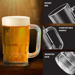 tinsuhg Pack of 1 Glass Juice, Mocktail, Cocktail, Drinking Glass with Handle-picture-27