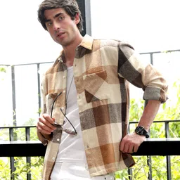 campus sutra Men Regular Fit Checkered Spread Collar Casual Shirt-picture-19