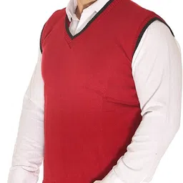 super weston Men Solid V Neck Maroon Sweater image 3