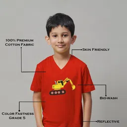 Friskers Boys Printed V-Neck Pure Cotton Slim Fit T-shirt image 3