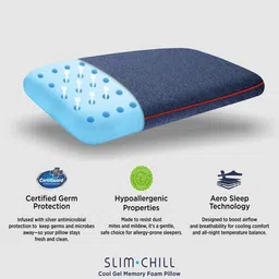 springfit Slim Chill Memory Foam Cool Gel 17 x 26 Inch Sleeping Pillow (Pack of 2) image 5