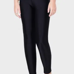 lactra Full Leg Leggings with UPF 40+ Sun Protection and Shape Retention Fabric Solid Women Swim Bottom Black Swimsuit image 4