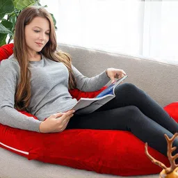 amcaton ultra soft j shaped pillow Microfibre, Polyester Fibre Solid Pregnancy Pillow Pack of 1 image 4