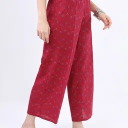 Vishudh Women Pink Ethnic Motifs Pure Cotton Kurta With Palazzos & With Dupatta image 5