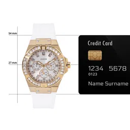 GUESS Women White Embellished Dial & White Straps Analogue Multi Function Watch image 4