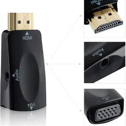 VOOCME HDMI to VGA Black Gold Plated 1080P HDMI Male to VGA Female Audio Video Converter Adapter with 3.5mm Audio Port Laptop Accessory image 2