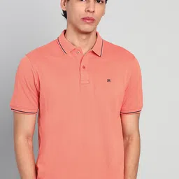 raymond Men Solid Polo Neck Pure Cotton Pink T-Shirt-picture-12