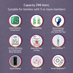 lg 246 L Frost Free Double Door 3 Star Convertible Refrigerator image 2