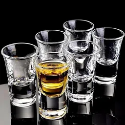 grickzo (Pack of 6) Premium Heavy Base Shot Glass Set For Home Bar Restaurant Party Glass Set Shot Glass-picture-40