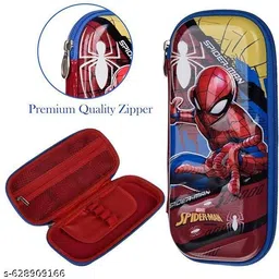 eltihr Spiderman Hardtop Pencil Case for Kids | Superhero Zip School Stationery Pouch Geometry Box-picture-12