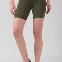 reebok Solid Women Green Regular Shorts image 1