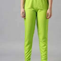 Meeranshi Women Fluorescent Green Solid Pure Cotton Kurta with Churidar & With Dupatta image 2