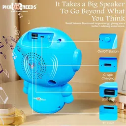 pick ur needs Portable Astronaut Wireless Speaker with Dynamic Sound,LED, 1200mAh 5W Bluetooth image 2