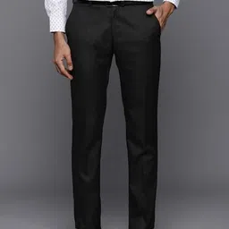 raymond Men Slim Fit Black Polyester Trousers-picture-20