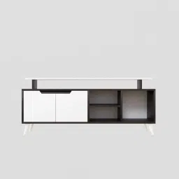 mintwud from pepperfry Rhodium TV Console In Wenge Brown & White Finish image 5